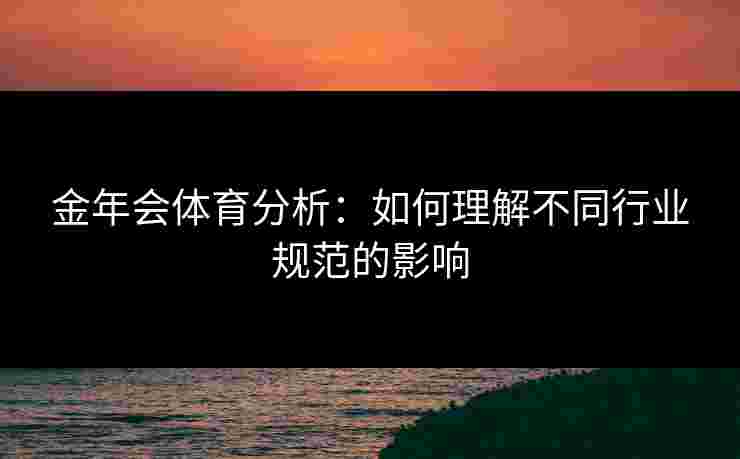 金年会体育分析：如何理解不同行业规范的影响